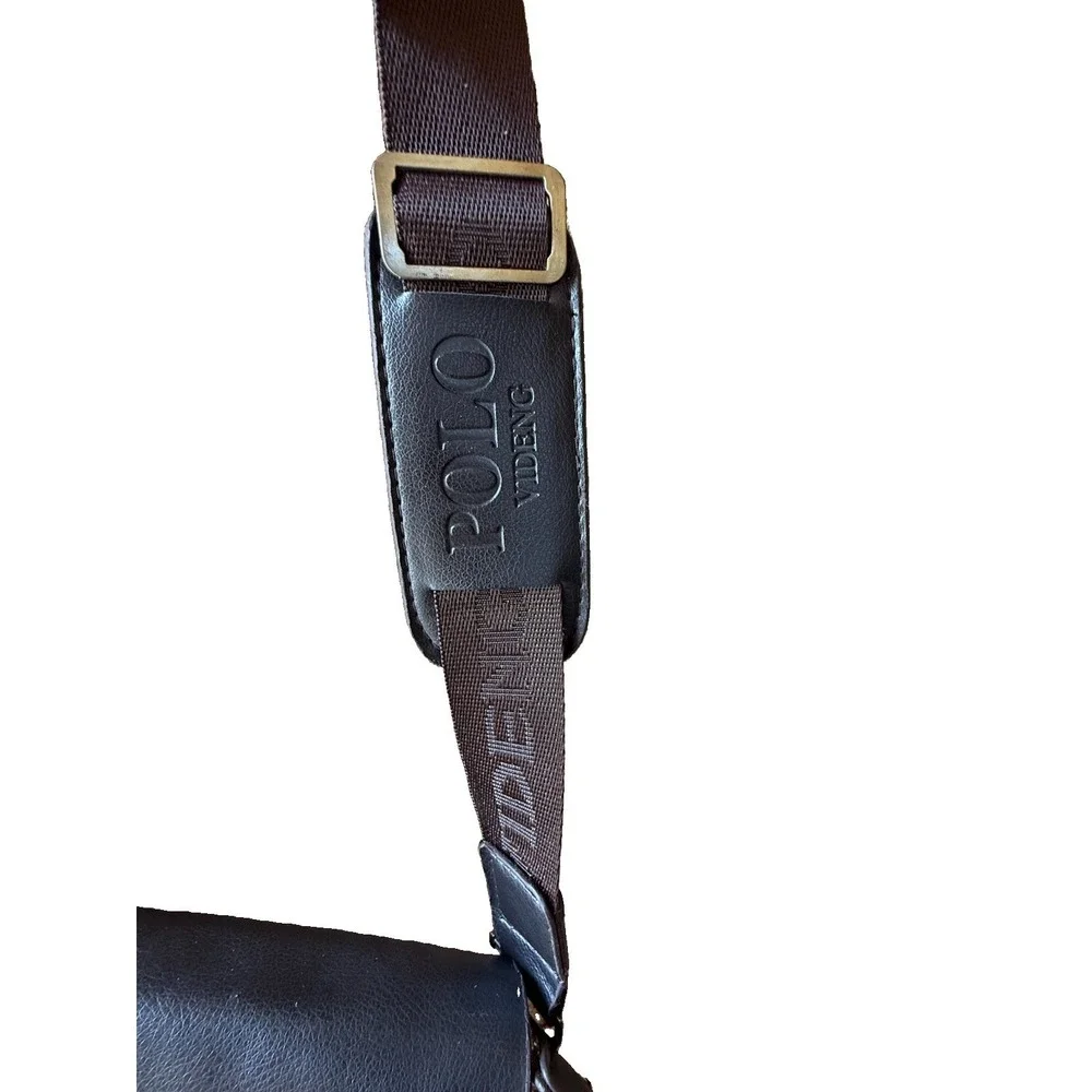 Polo Videng Leather Messenger Bag Men Shoulder Sling Crossbody Flap Briefcase